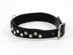 Rhinestone rivet dog collar Lazypony, crystal leather handmade collar