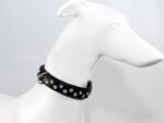 Rhinestone rivet dog collar Lazypony, crystal leather handmade collar