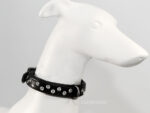 Rhinestone rivet dog collar Lazypony, crystal leather handmade collar