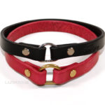 Leather dog tag collar Lazypony, soft house collar, ID hanger