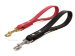 short lead, traffic handle, pink leash, black leash, short dog leather leash