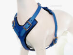 Leather Y-shape dog harness Lazypony, blue harness
