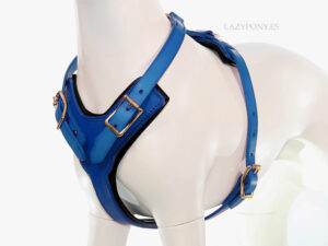 Leather Y-shape dog harness Lazypony, blue harness