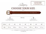 Size chart for leather belts Lazypony