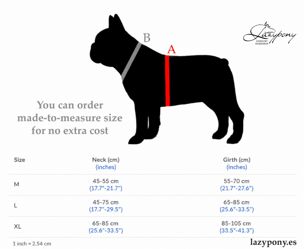 Dog harness size chart