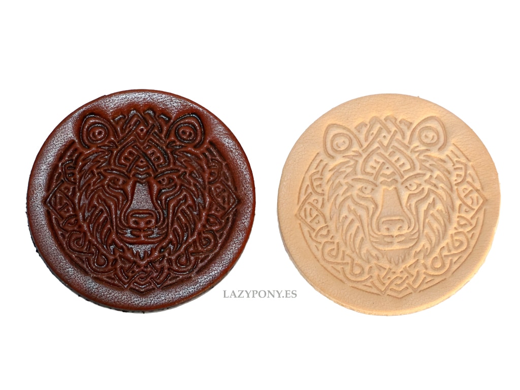2486 Leather Round Patch Bear Lazypony