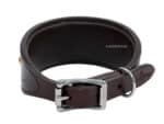 Wide Brown Leather Greyhound Collar Lazypony with Name Tag
