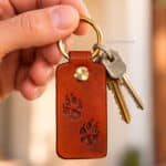 Handmade Leather Keychain with Paws Lazypony