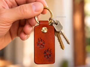 Handmade Leather Keychain with Paws Lazypony