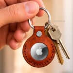 personalized Leather AirTag Holder Keychain